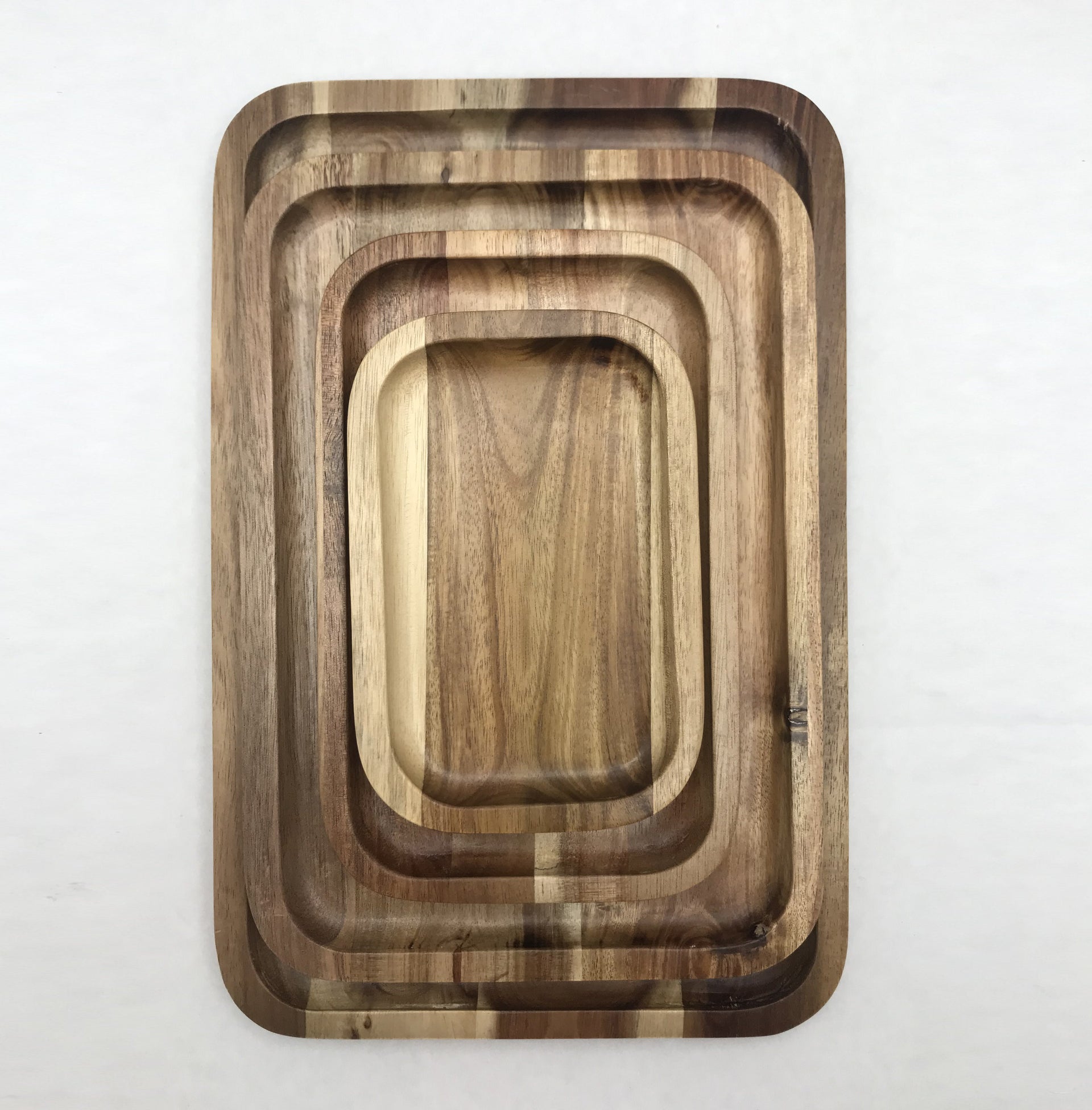 Zavis Green Acacia Wood Serving rectangle Stackable Tray / Dish 6