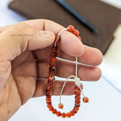 Red Agate Tasbih Bracelet | Men's Misbaha - 33 Beads, 5.5mm