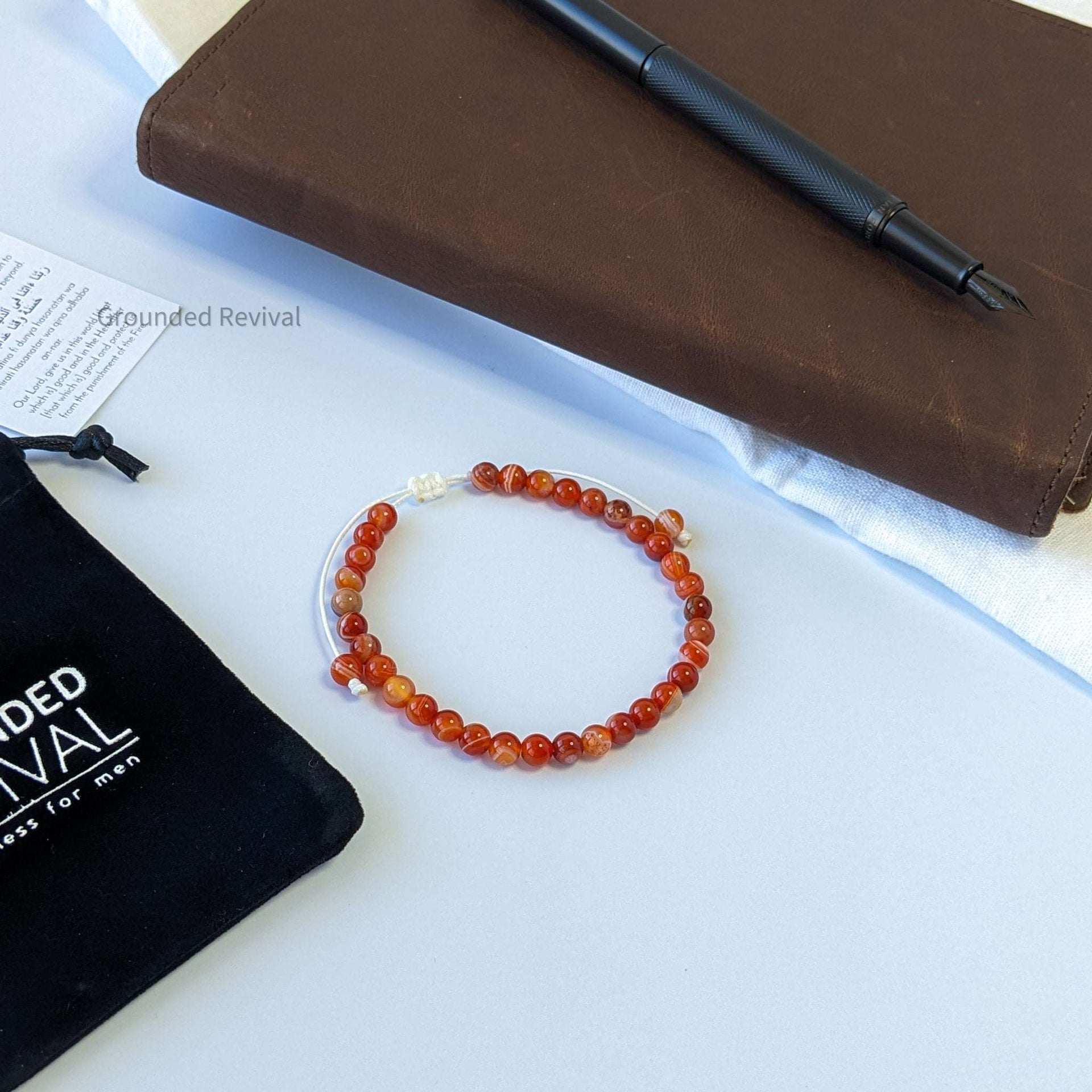 Red Agate Tasbih Bracelet | Men's Misbaha - 33 Beads, 5.5mm