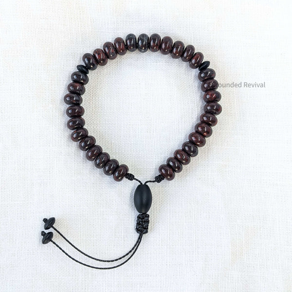 Red Bloodstone Tasbih Bracelet | Men's Prayer Beads - 33 Disc Beads, 8mm