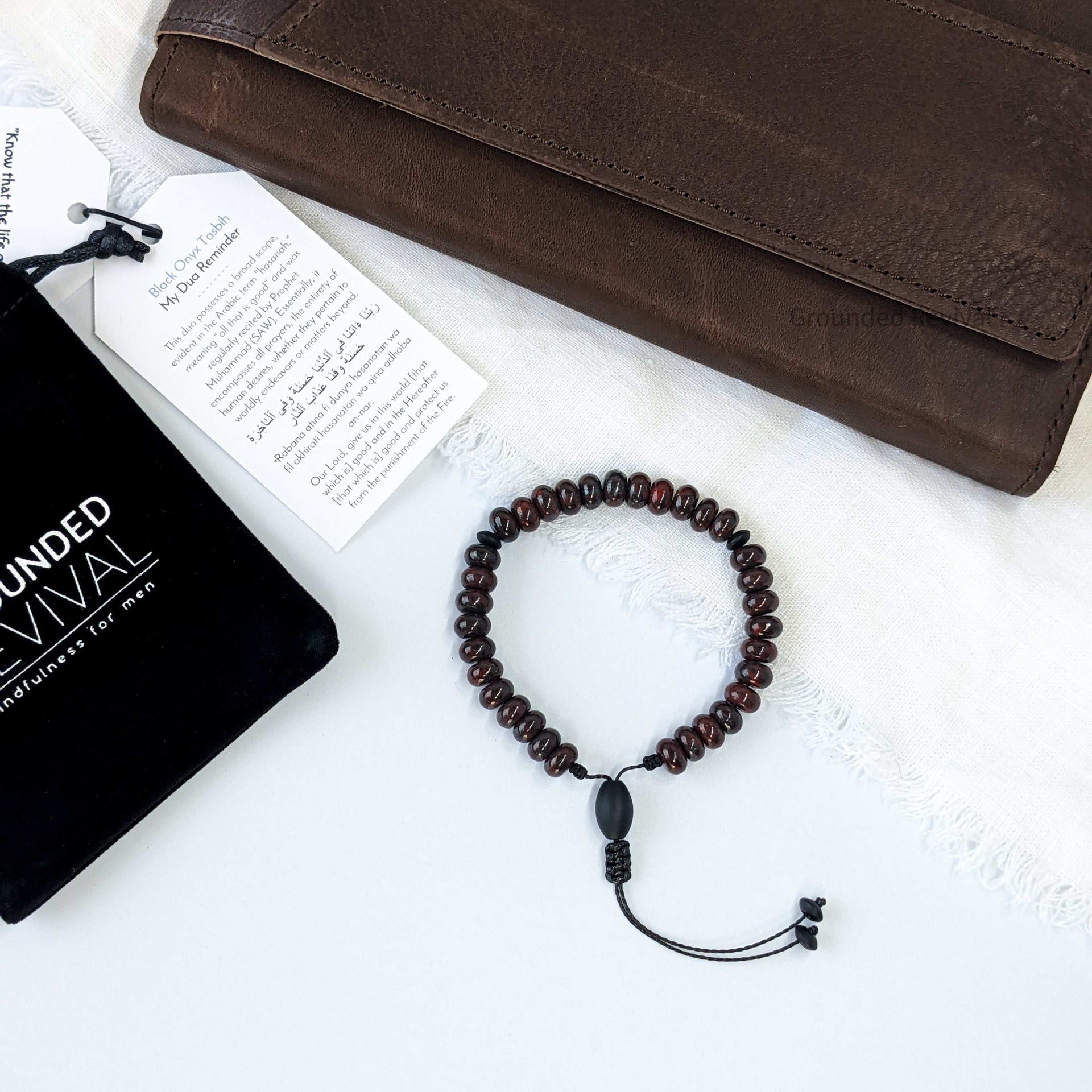 Red Bloodstone Tasbih Bracelet | Men's Prayer Beads - 33 Disc Beads, 8mm