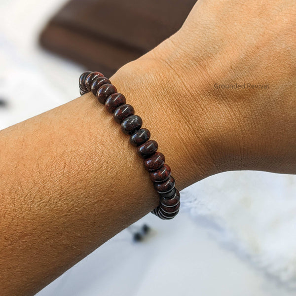 Red Bloodstone Tasbih Bracelet | Men's Prayer Beads - 33 Disc Beads, 8mm