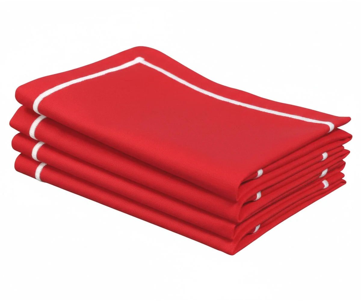 Dinner Napkins Cloth - Line Embroidered Napkins
