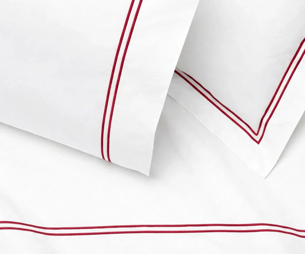 Cotton Flat Sheet - Line Embroidery