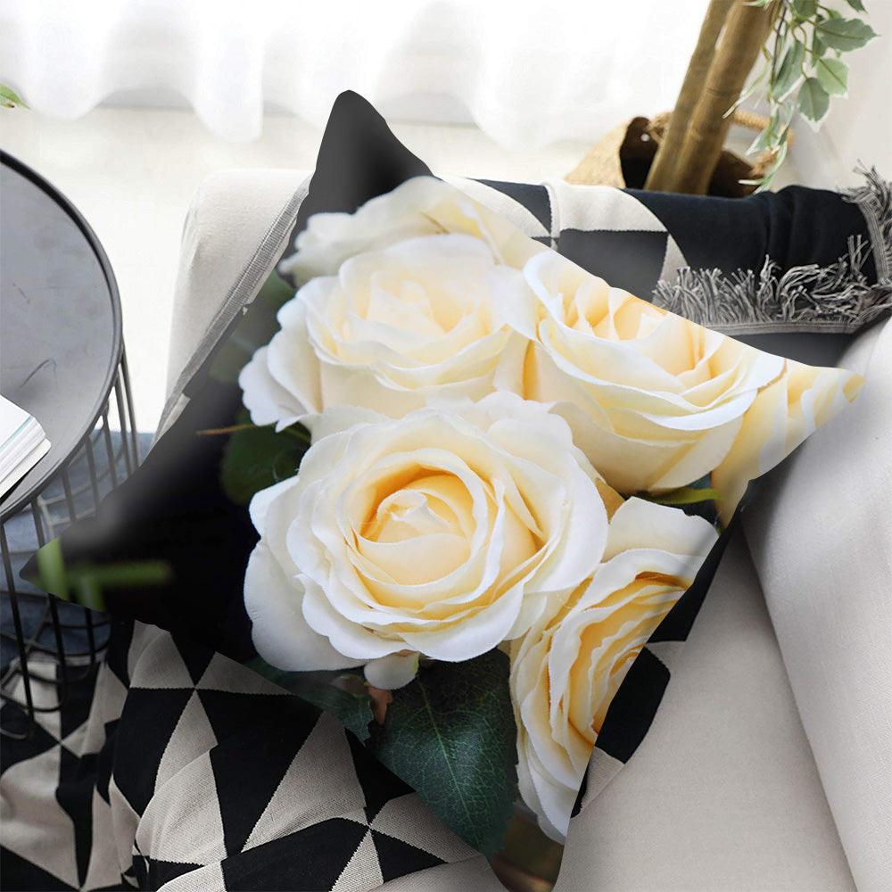 Red Flower Cushion Pillow Covers Love Pillow Covers Decorative Linen Square Couple Cushion Cases Home Decor Polyester Throw Pillow Case Super Soft Short Plush Cushion Cover Festive Home Decorative Cushions 45X45CM