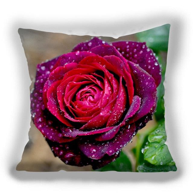 Red Flower Cushion Pillow Covers Love Pillow Covers Decorative Linen Square Couple Cushion Cases Home Decor Polyester Throw Pillow Case Super Soft Short Plush Cushion Cover Festive Home Decorative Cushions 45X45CM
