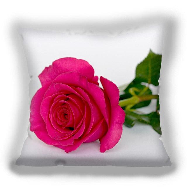 Red Flower Cushion Pillow Covers Love Pillow Covers Decorative Linen Square Couple Cushion Cases Home Decor Polyester Throw Pillow Case Super Soft Short Plush Cushion Cover Festive Home Decorative Cushions 45X45CM