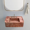 Red Travertine Rectangular Wall-mount Bathroom Sink (W)16