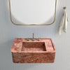 Red Travertine Rectangular Wall-mount Bathroom Sink (W)16