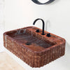 Red Travertine Wall-mount Bathroom Sink Ribbed Textured (W)16