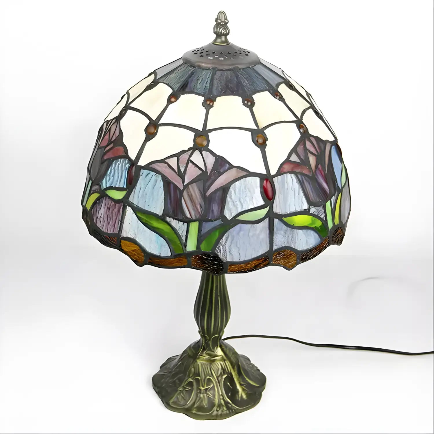 Red Tiffany Lamp with Tulip Glass Design