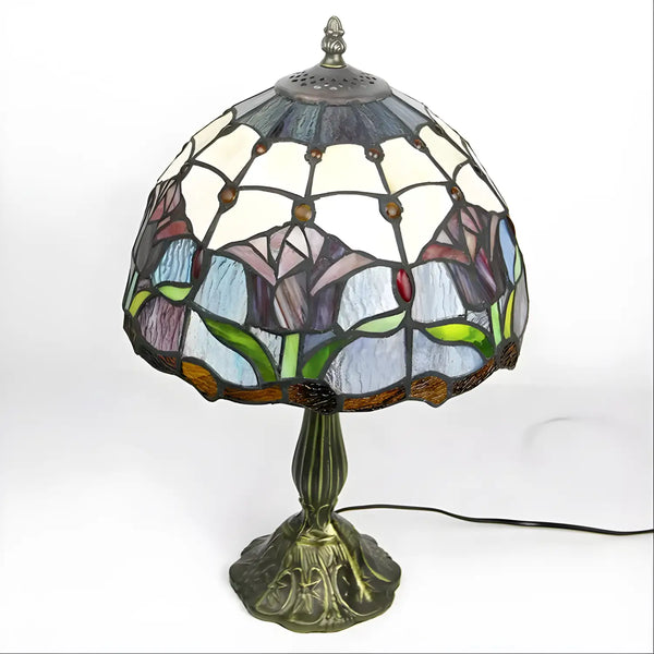 Red Tiffany Lamp with Tulip Glass Design