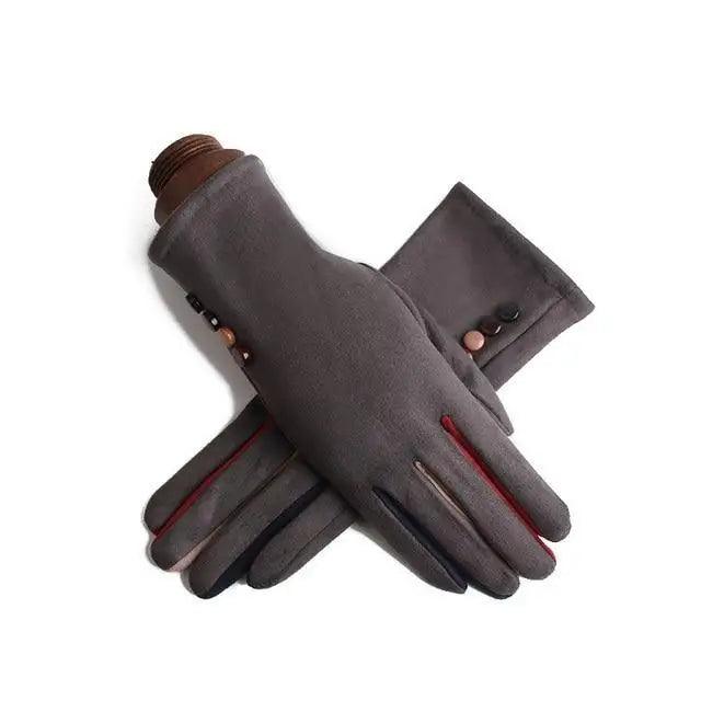 Red Winter Warm One Size Touch Screen Glove Female Fur Thick Driving Comfortable Gloves For Autumn