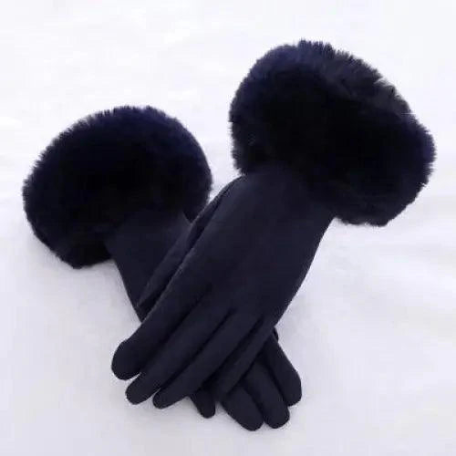 Red Winter Warm One Size Touch Screen Glove Female Fur Thick Driving Comfortable Gloves For Autumn