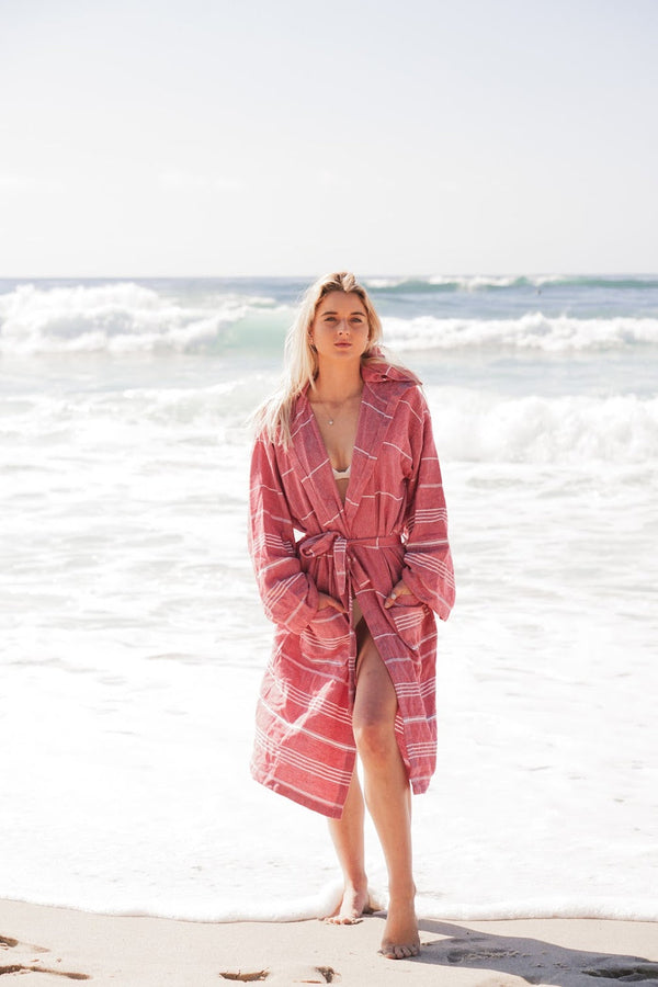Monaco Turkish Towel Bathrobe – 100% Turkish Cotton Kimono Robe with Deep Pockets & Belt (S/M, L/XL, XXL)