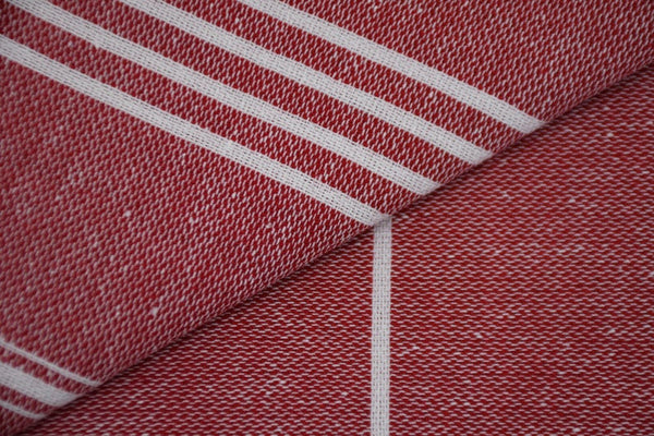 Red Monaco Turkish Towel – Lightweight Quick Dry Beach & Bath Towel, Luxury Turkish Cotton Spa Towel, Travel & Pool Towel