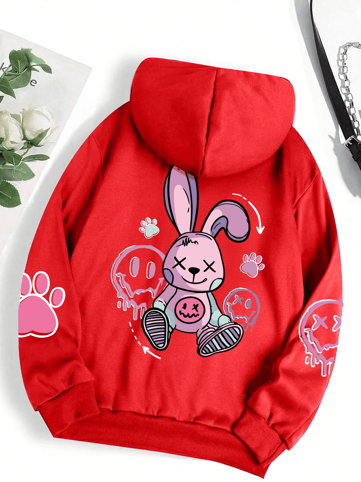 Hip Hop Oversized Printed Hoodie for Women Casual Fleece Sweatshirt