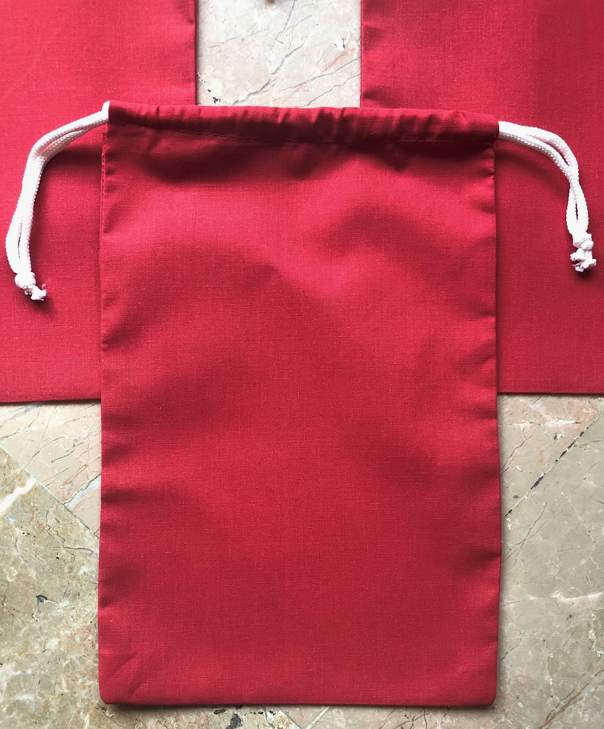 5x7 Inches Reusable Eco-Friendly Cotton Double Drawstring Bags Red Color