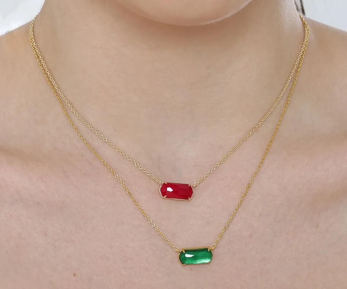 Aura Topaz Necklace in Green Emerald Pendant