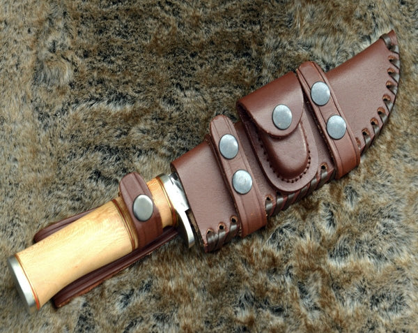 Reign Damascus Bowie Knife with Exotic Leopard Wood Handle