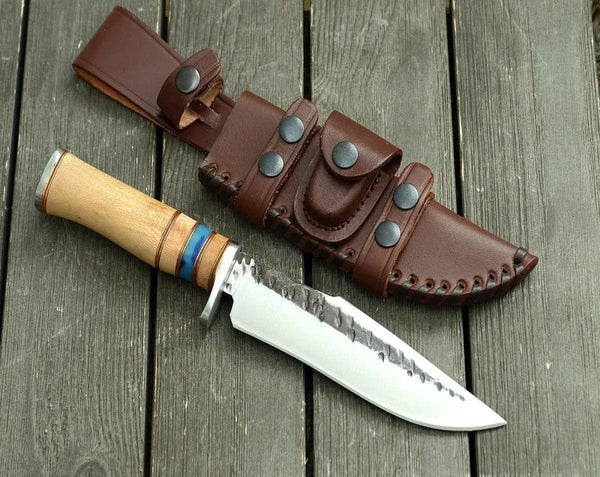 Reign Damascus Bowie Knife with Exotic Leopard Wood Handle - Gifts for You 'n Me