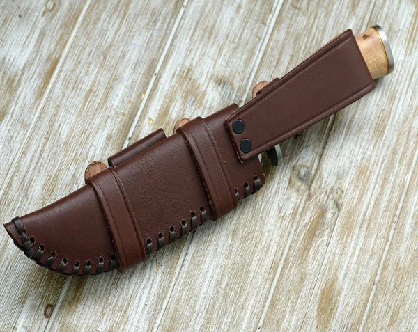 Reign Damascus Bowie Knife with Exotic Leopard Wood Handle - Gifts for You 'n Me