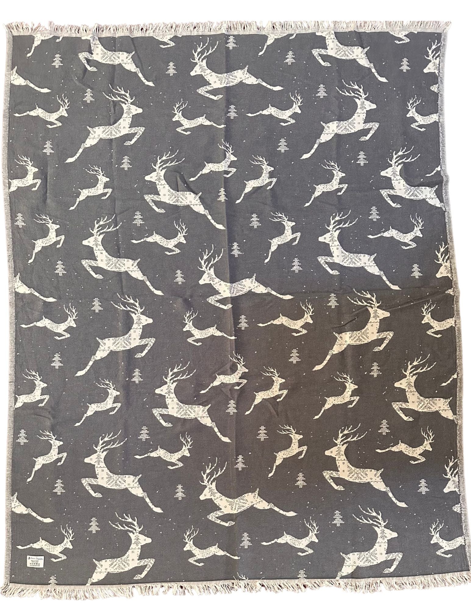 Christmas Reindeer Snowflake Turkish Cotton Throw Blanket 56×72 – Soft Organic Holiday Decor Gift