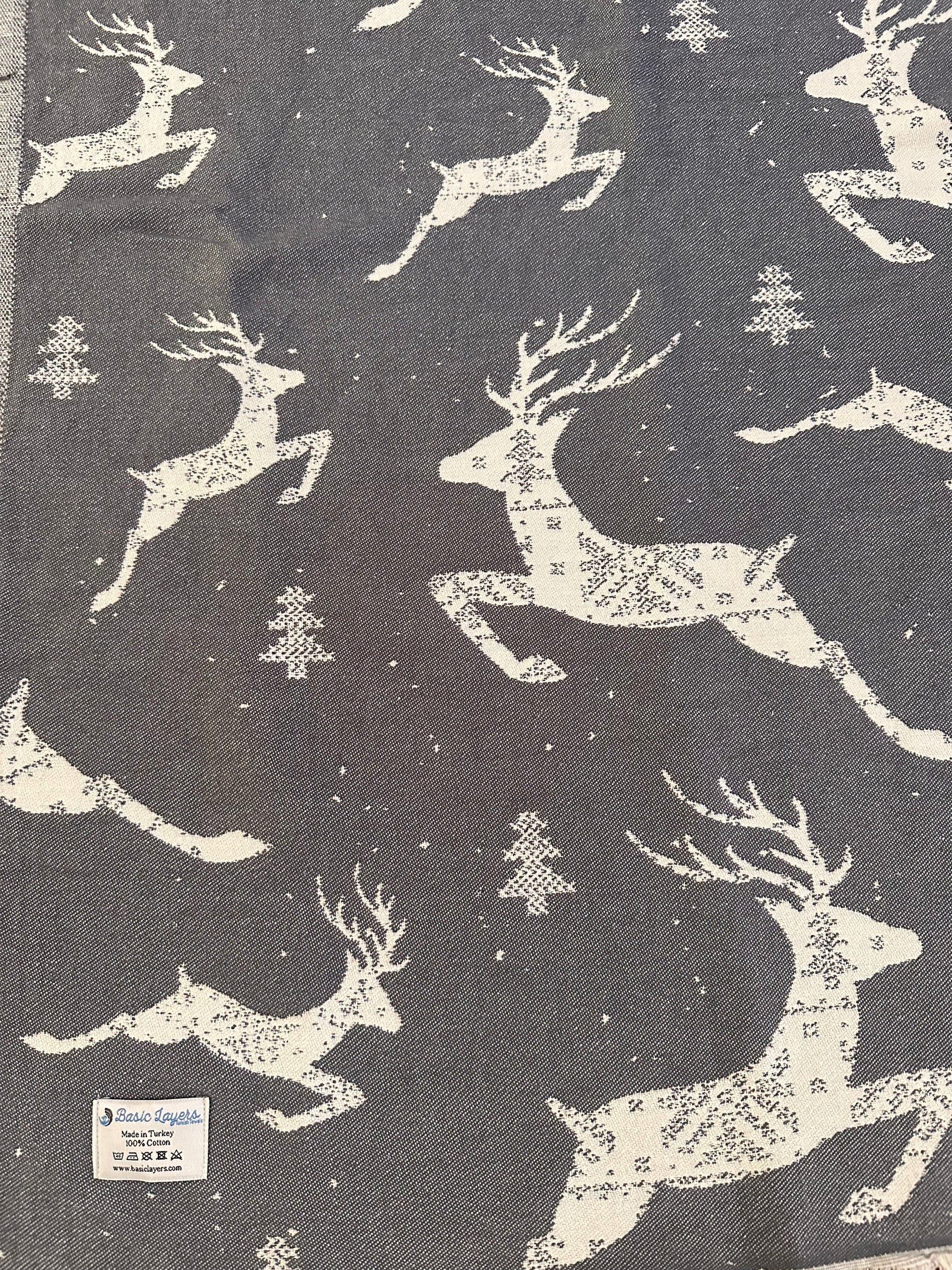 Christmas Reindeer Snowflake Turkish Cotton Throw Blanket 56×72 – Soft Organic Holiday Decor Gift