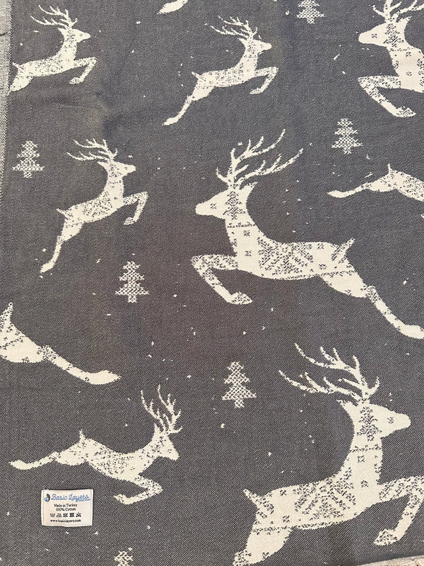 Christmas Reindeer Snowflake Turkish Cotton Throw Blanket 56×72 – Soft Organic Holiday Decor Gift