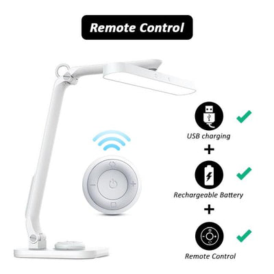 Remote Control LED Desk Lamp Eye-Caring Adjustable Office Lamp USB Charging Touch Control Memory Function Reading Table Lights Decorative Table Lamp Cute Study Lamps for Bedroom Décor