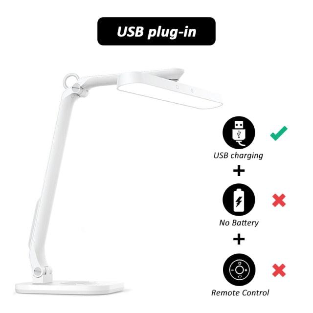 Remote Control LED Desk Lamp Eye-Caring Adjustable Office Lamp USB Charging Touch Control Memory Function Reading Table Lights Decorative Table Lamp Cute Study Lamps for Bedroom Décor