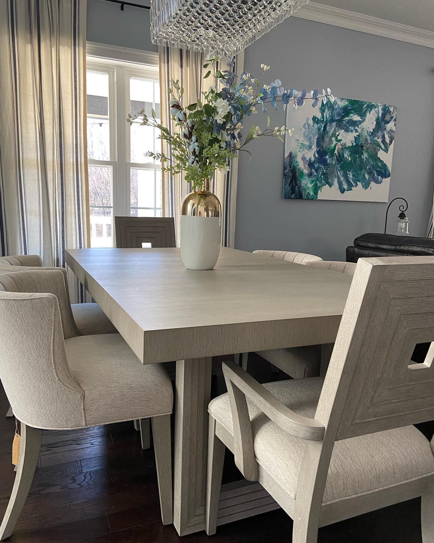 Farmhouse Stripe Yarn Dyed Recycled Cotton Blend Window Curtain Panel Set