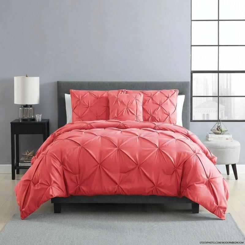 Vcny Home Carmen Pintuck 4 Piece Comforter Set, Queen Bedding