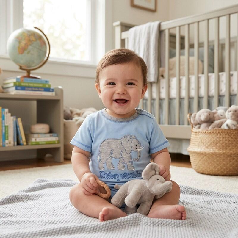 Hatley Baby Boys Graphic Tee Shirt, Elephant, Size 3–6 Months