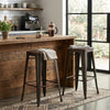 StyleWell Finwick Gunmetal Gray Backless Bar Stool With Wood Seat Set of 2