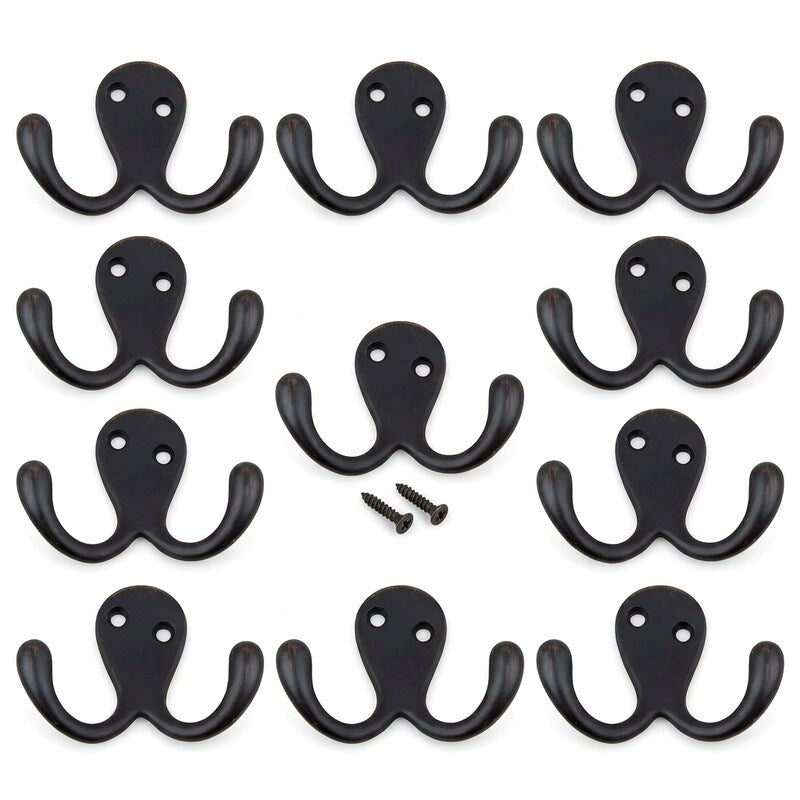 Lot 10 GlideRite Hardware Cabinet Octopus Double Hook, 2, Oil Rubbed Bronze