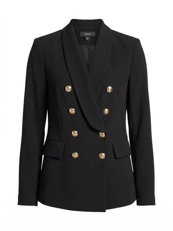 Aqua Women's Double Breasted Blazer, Black, Size Small