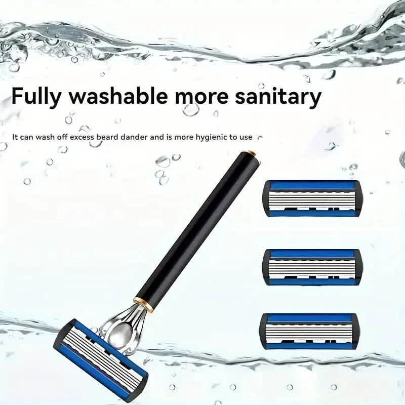 Replacement Razor Blades Safety Shaver Set with Anti-Slip Metal Handle with 1 Razor + 36 Blades