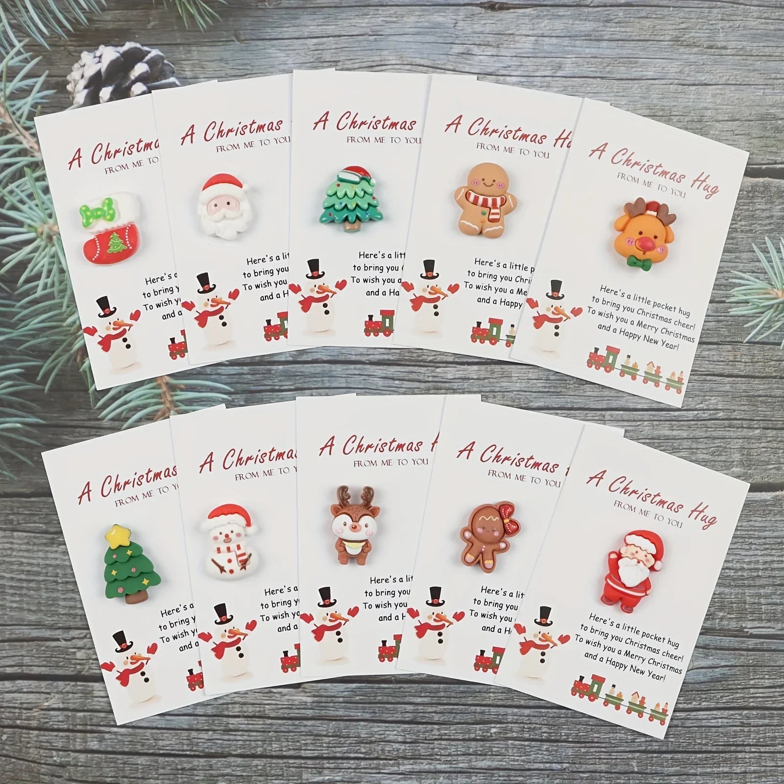 Resin Holiday Presents, Set of 10 Christmas Gifts with Decorative Details