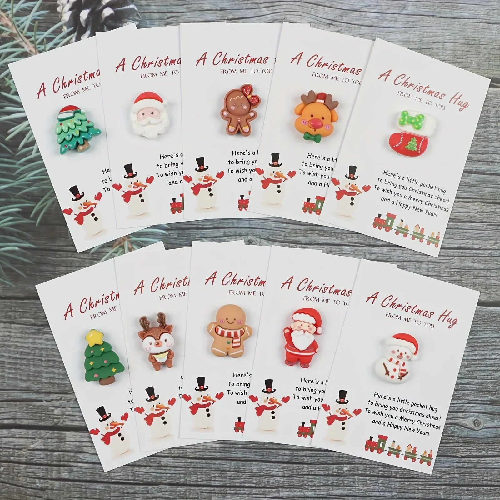 Resin Holiday Presents, Set of 10 Christmas Gifts with Decorative Details