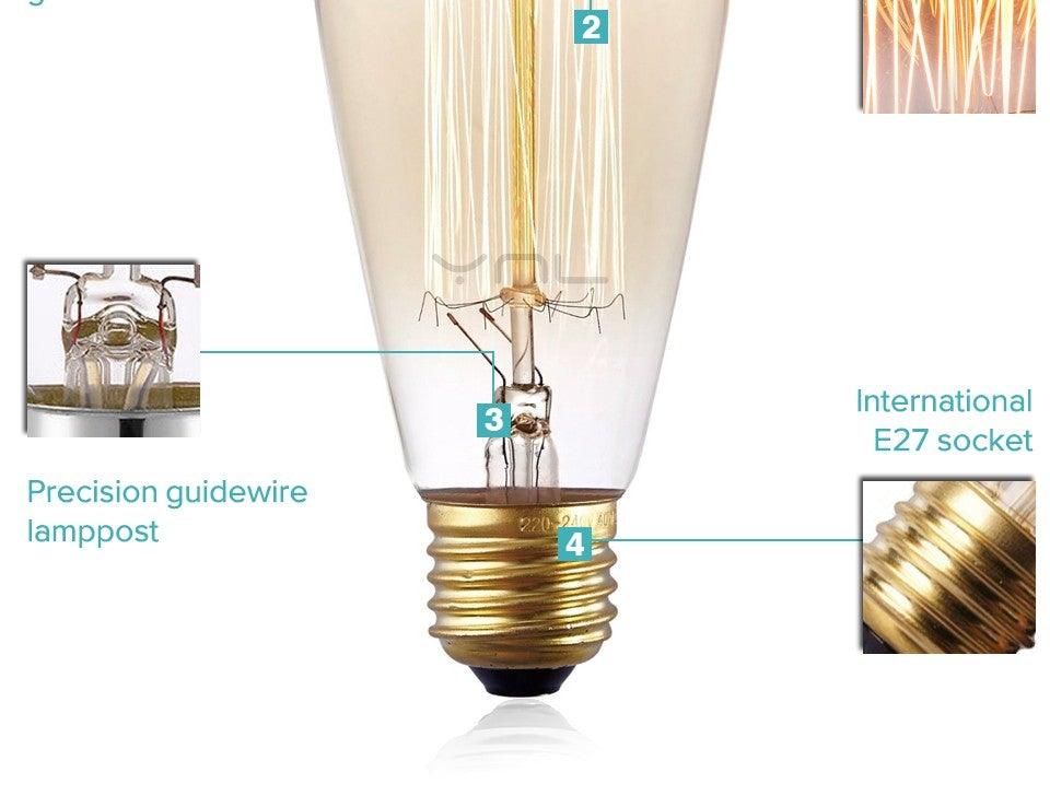 Retro Edison Bulb ST64 A19 T45 G80 G95 G125 Incandescent Light Bulb E27 220V 40W filament bulb lighting tubes Edison