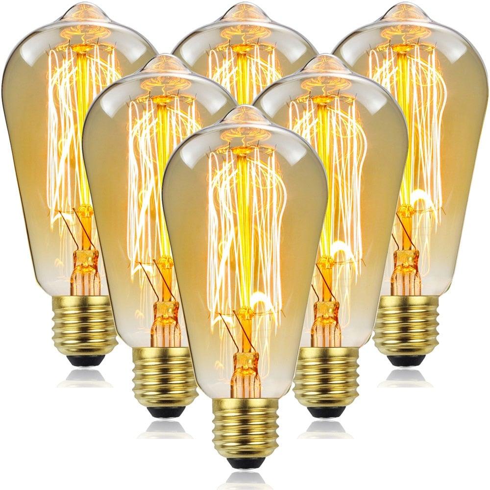 Retro Edison Light Bulb Filament Incandescent Ampoule Bulbs Antique Vintage Style Light Amber Warm Dimmable Vintage Edison Light Bulb For Table Lamp Restaurant Home Office
