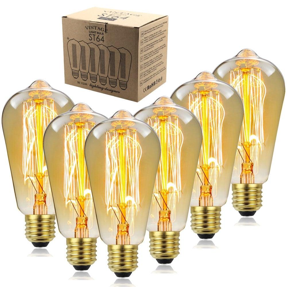 Retro Edison Light Bulb Filament Incandescent Ampoule Bulbs Antique Vintage Style Light Amber Warm Dimmable Vintage Edison Light Bulb For Table Lamp Restaurant Home Office