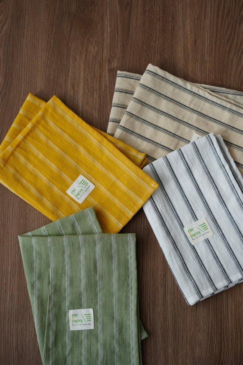 Retro Farmhouse French Linen Stripe Placemat for Elegant Table Setting