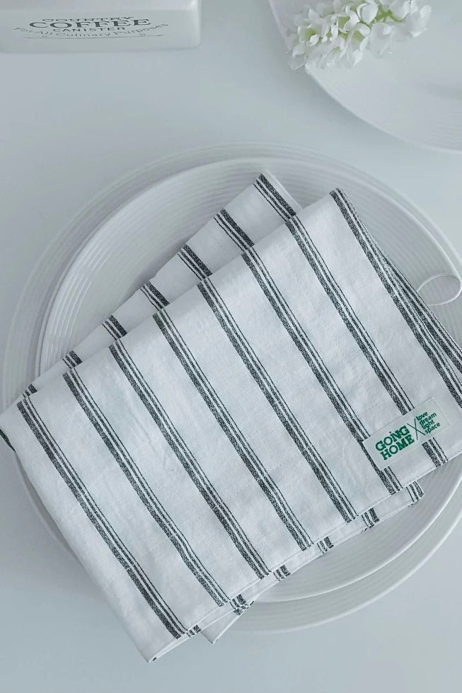 Retro Farmhouse French Linen Stripe Placemat for Elegant Table Setting