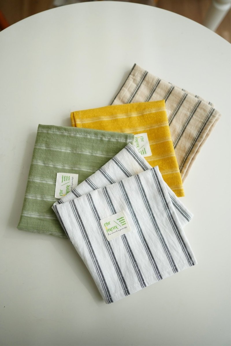 Retro Farmhouse French Linen Stripe Placemat for Elegant Table Setting