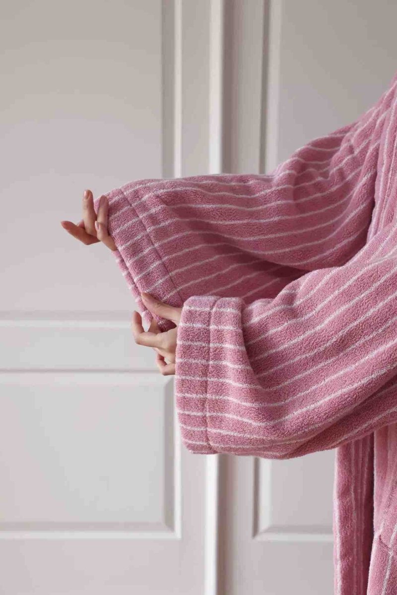 Retro Hooded Stripe Bathrobe, 100% ORGANIC Long-stapled Cotton