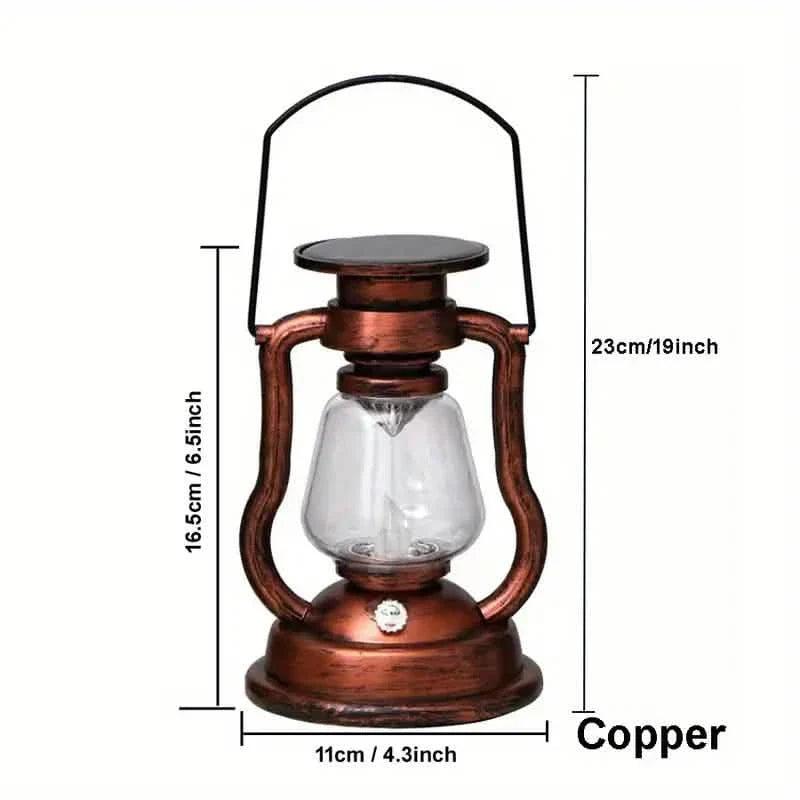 Retro Kerosene Lamp LED Horse Lantern Outdoor Waterproof Portable Rechargeable Solar Powered Flame Light