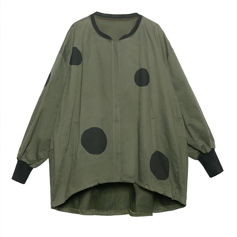Retro long sleeved stand up collar trench coat for women loose and fashionable stylish zipper cardigan