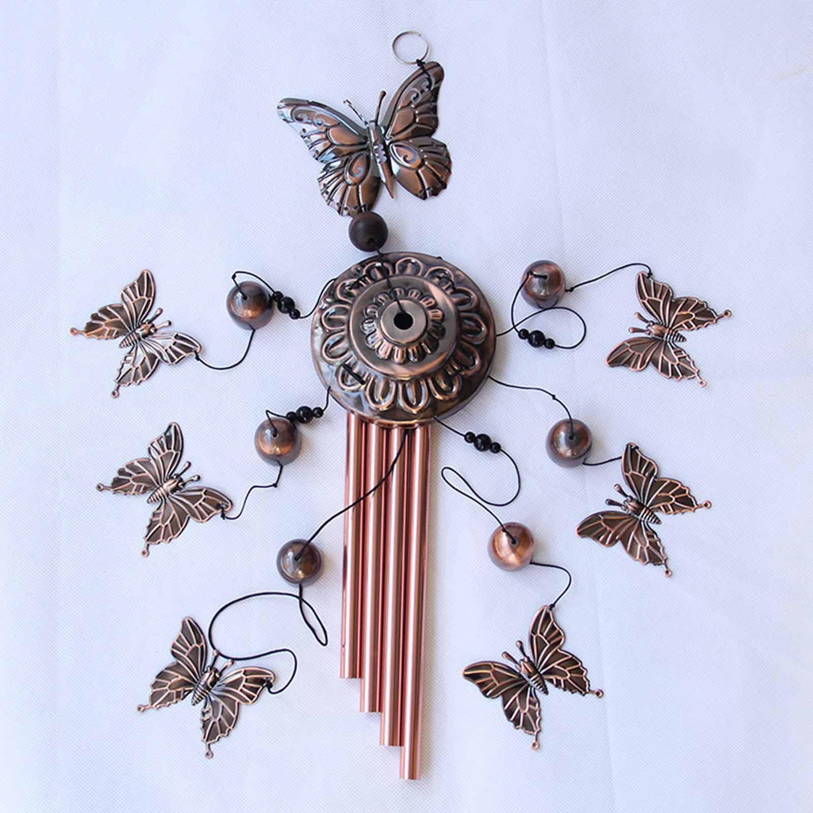 Retro Metal Romantic Wind Catcher Animal Wind Chime Iron Art Wind Bell Tubes Aluminum Tubes Hanging Art Wind Bell Gift Hanging Pendant Ornament For Home Xmas Mom Gifts Festival Balcony Garden Decoration